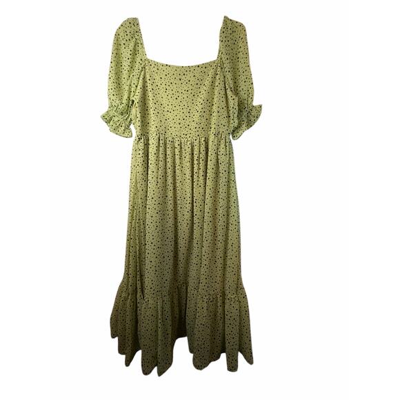 Polago Green Chiffon Polka Dot  Dress - Size XXL - Picture 9 of 10